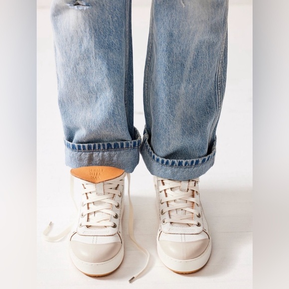 NIB We The Free Saturday Hightop Leather Sneaker 7 White Crackle - Picture 4 of 11